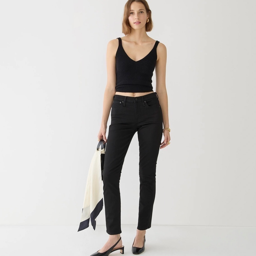 J crew tall 9” mid rise vintage slim straight jeans stay black wash